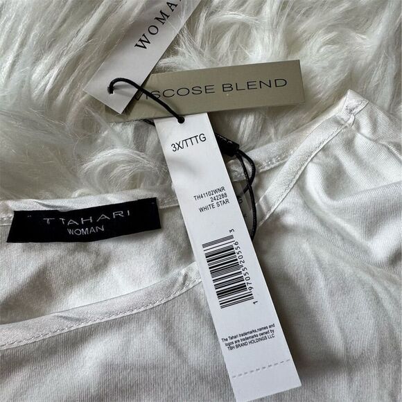 T Tahari Woman Plus 3X White Flutter Sleeve Blouse Casual Top Viscose Bl… - Picture 9 of 11